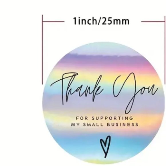 1000 Count 1 Inch Round Holographic Thank You Stickers - Picture 2 of 5